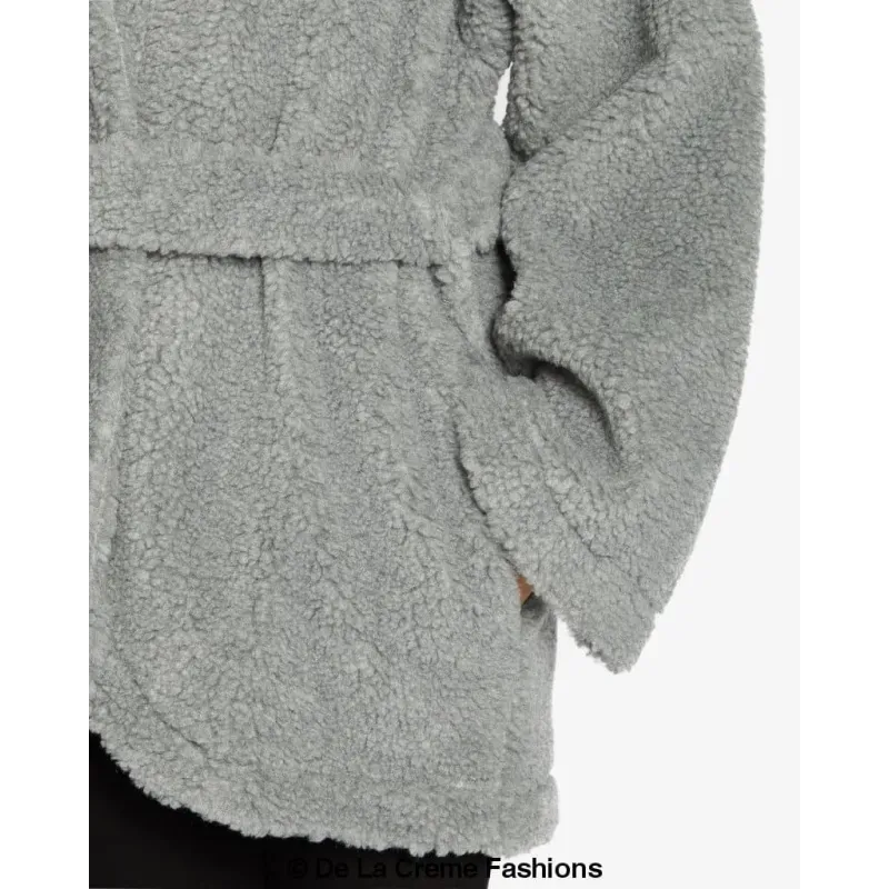 Open Front Belted Teddy Coat