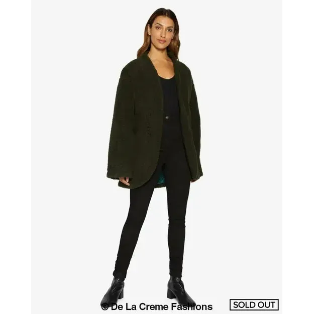Open Front Belted Teddy Coat