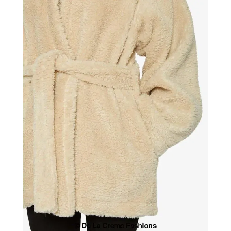 Open Front Belted Teddy Coat