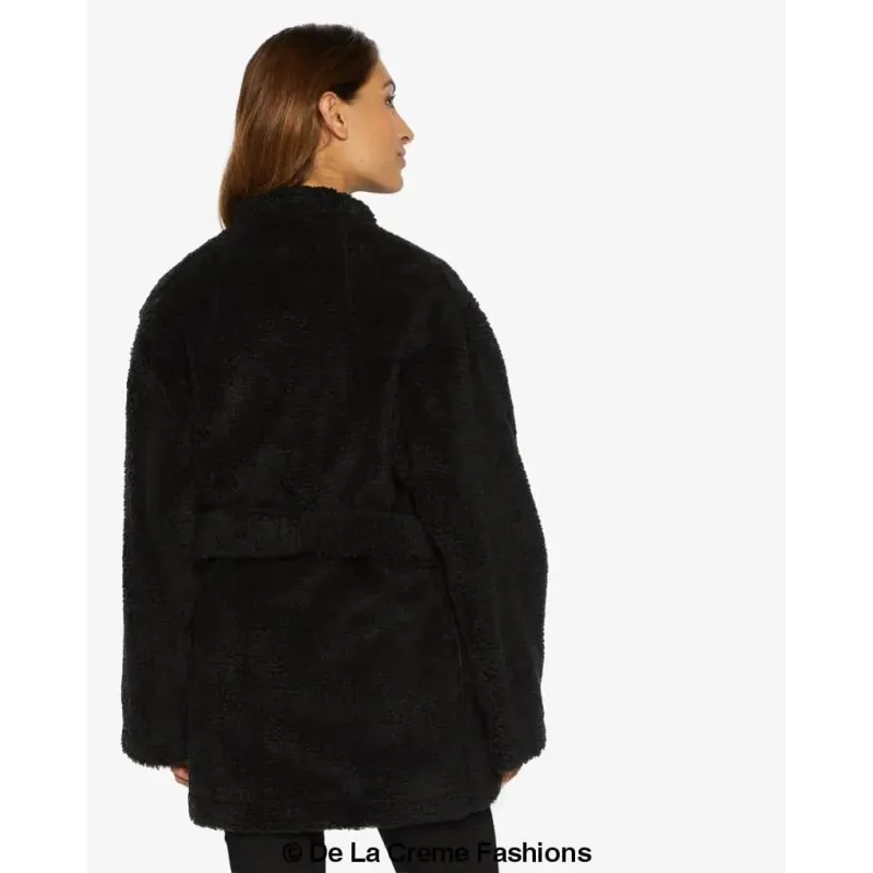 Open Front Belted Teddy Coat