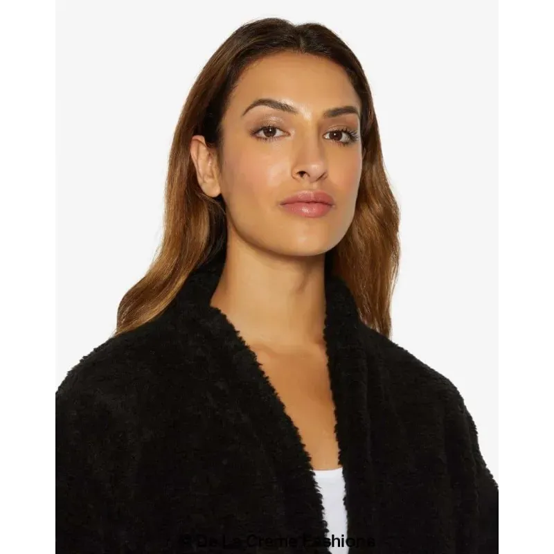Open Front Belted Teddy Coat