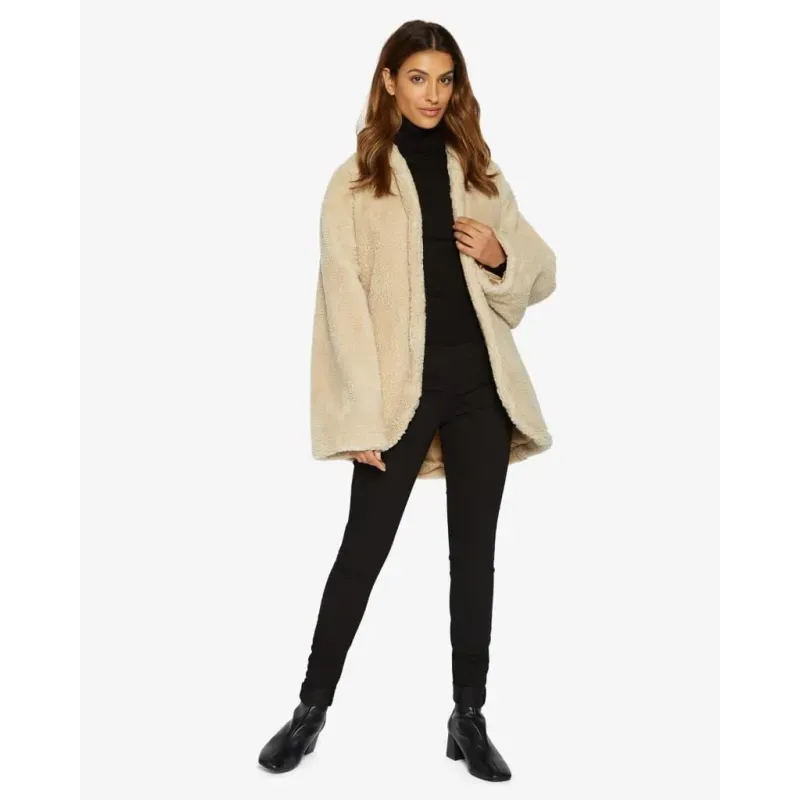 Open Front Belted Teddy Coat