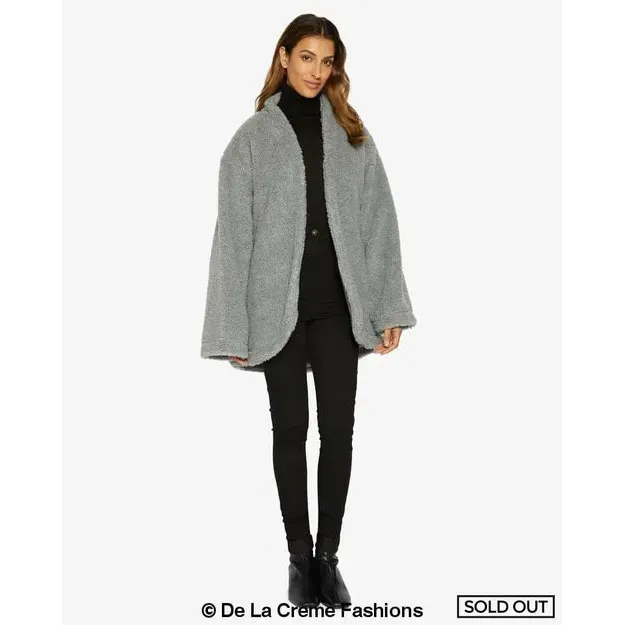 Open Front Belted Teddy Coat