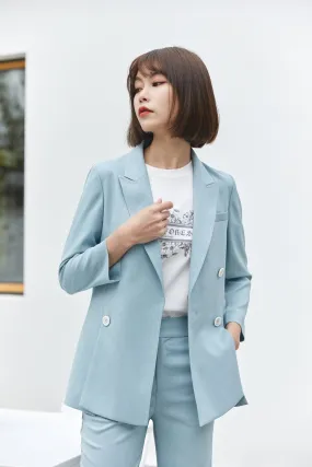 Pale Blue Double Breasted Blazer Suits