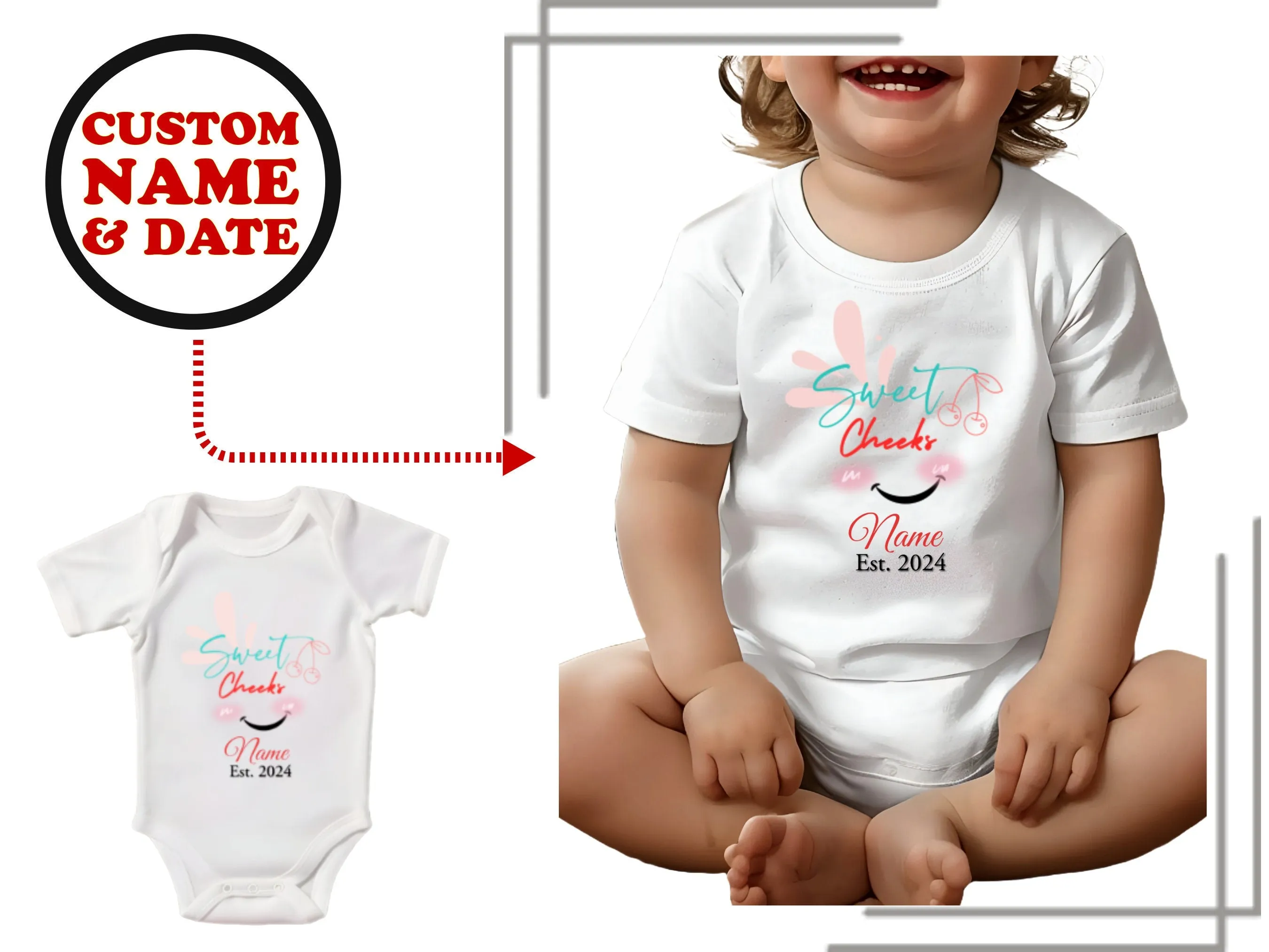 Personalized Name Baby Vest with Sweet Cheekr Text for Baby Girls