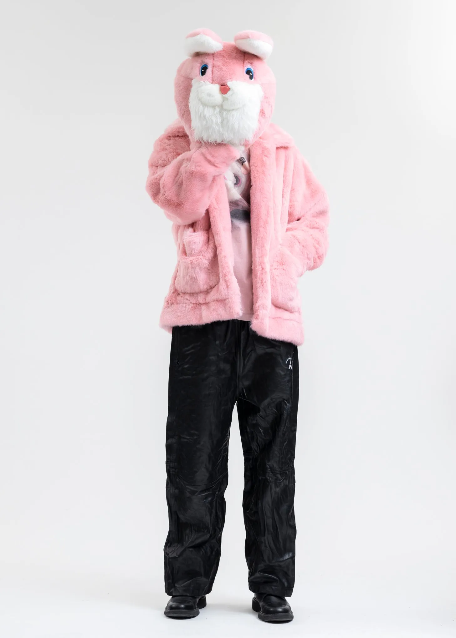 PINK AND-PAINTED FUR JACKET (RABBIT)