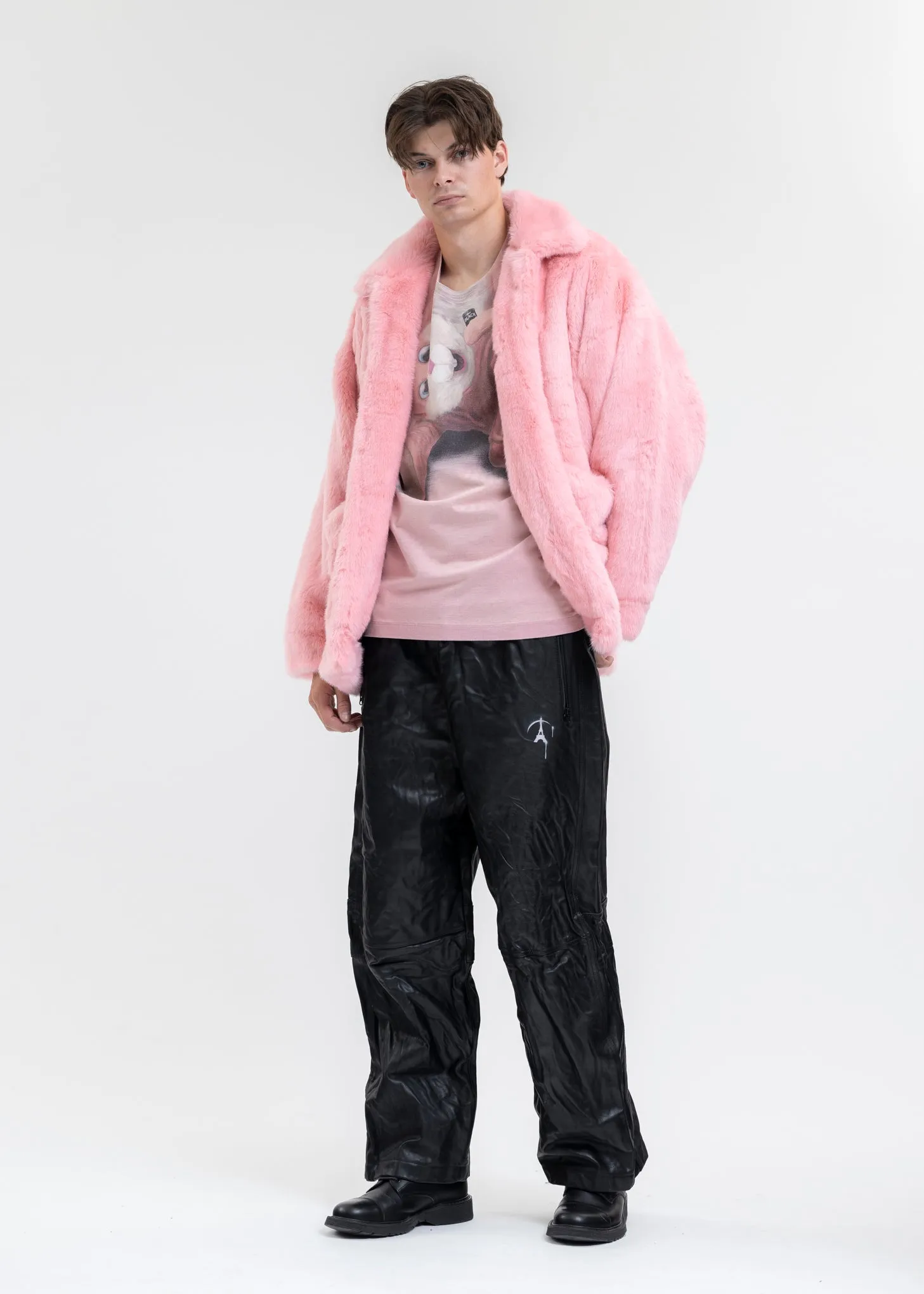 PINK AND-PAINTED FUR JACKET (RABBIT)