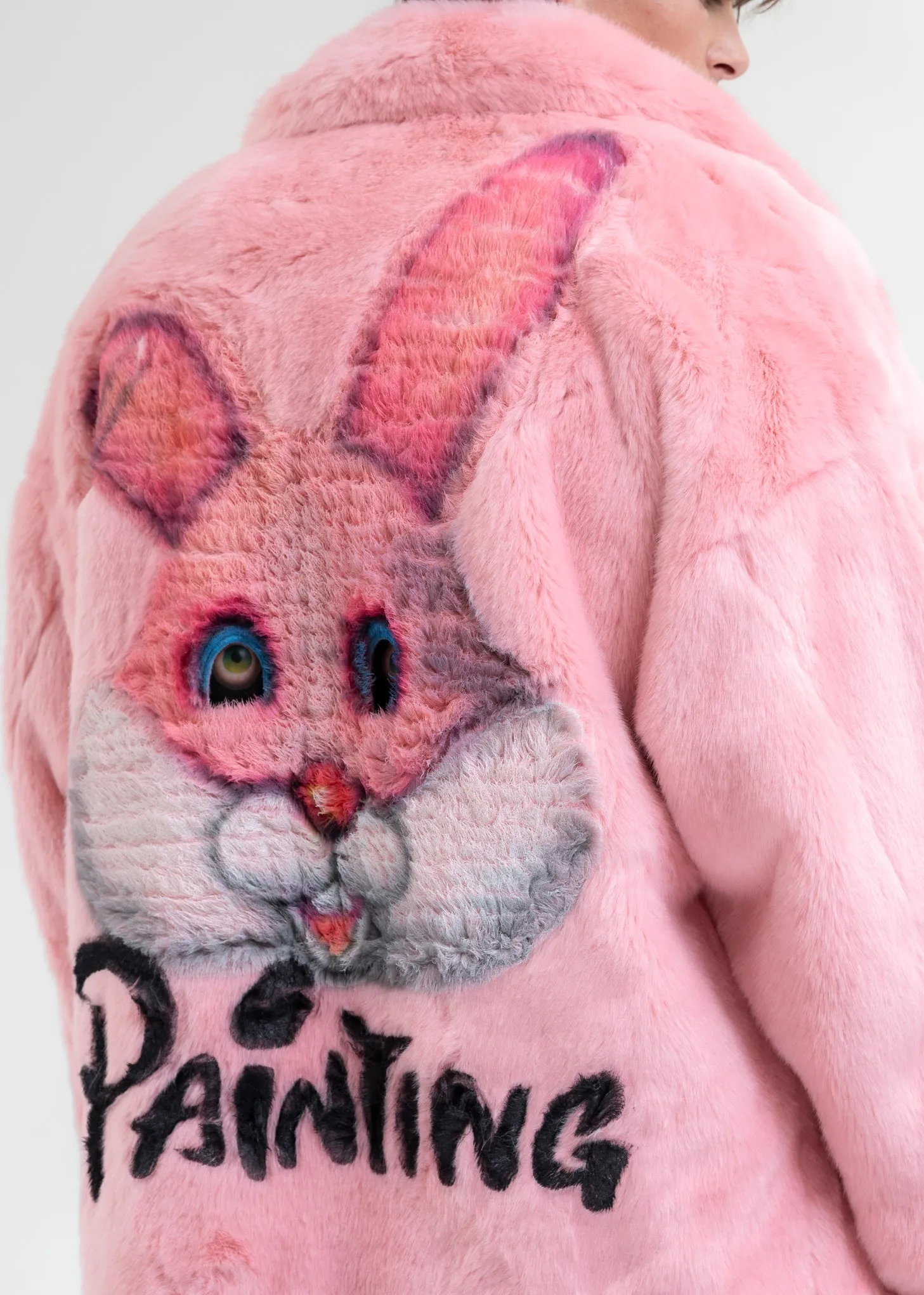 PINK AND-PAINTED FUR JACKET (RABBIT)