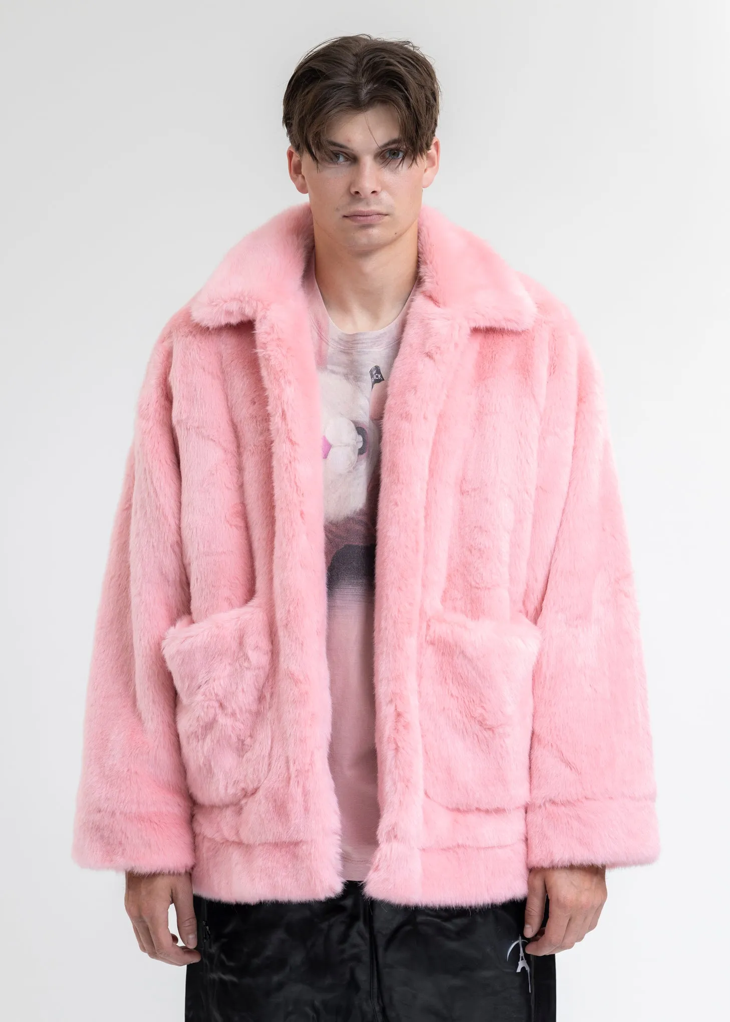 PINK AND-PAINTED FUR JACKET (RABBIT)