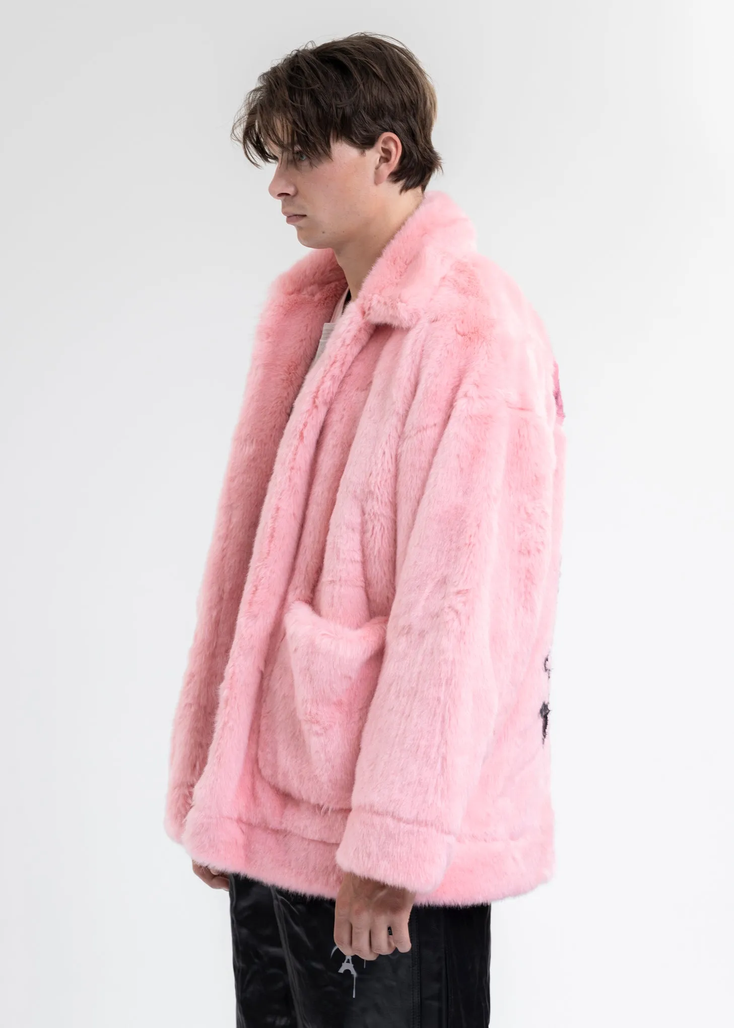 PINK AND-PAINTED FUR JACKET (RABBIT)