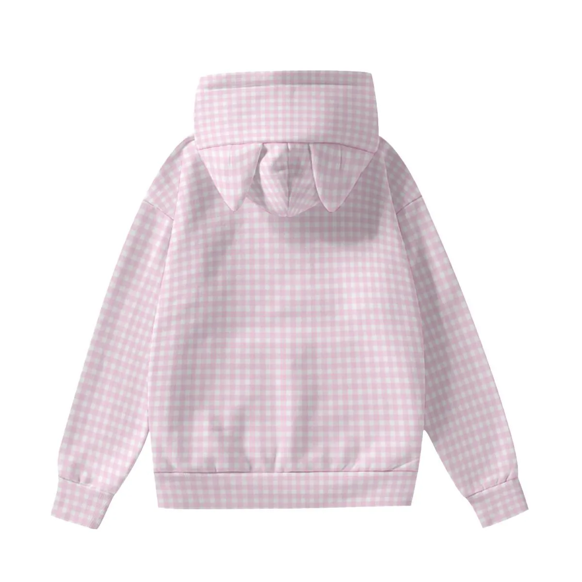 Pink Gingham Cat Ear Hoodie, Pink Hoodie, Women's Sweater, Women's Hoodie, Kawaii Hoodie, Women's hoodies trendy, Women's Sweatshirt