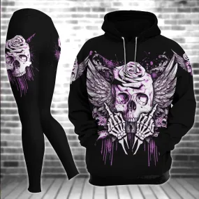 Pink Skull Gothic Artwork Combo Hoodie and Leggings