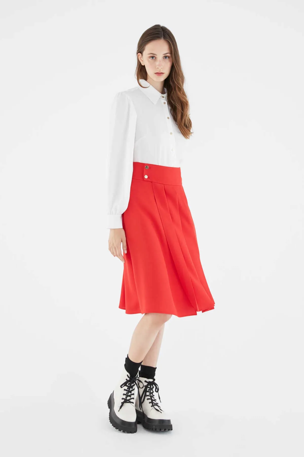 Pleated Skirt Red