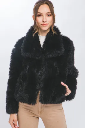 "Winter In NYC" Black Faux Fur Mid Waist Coat