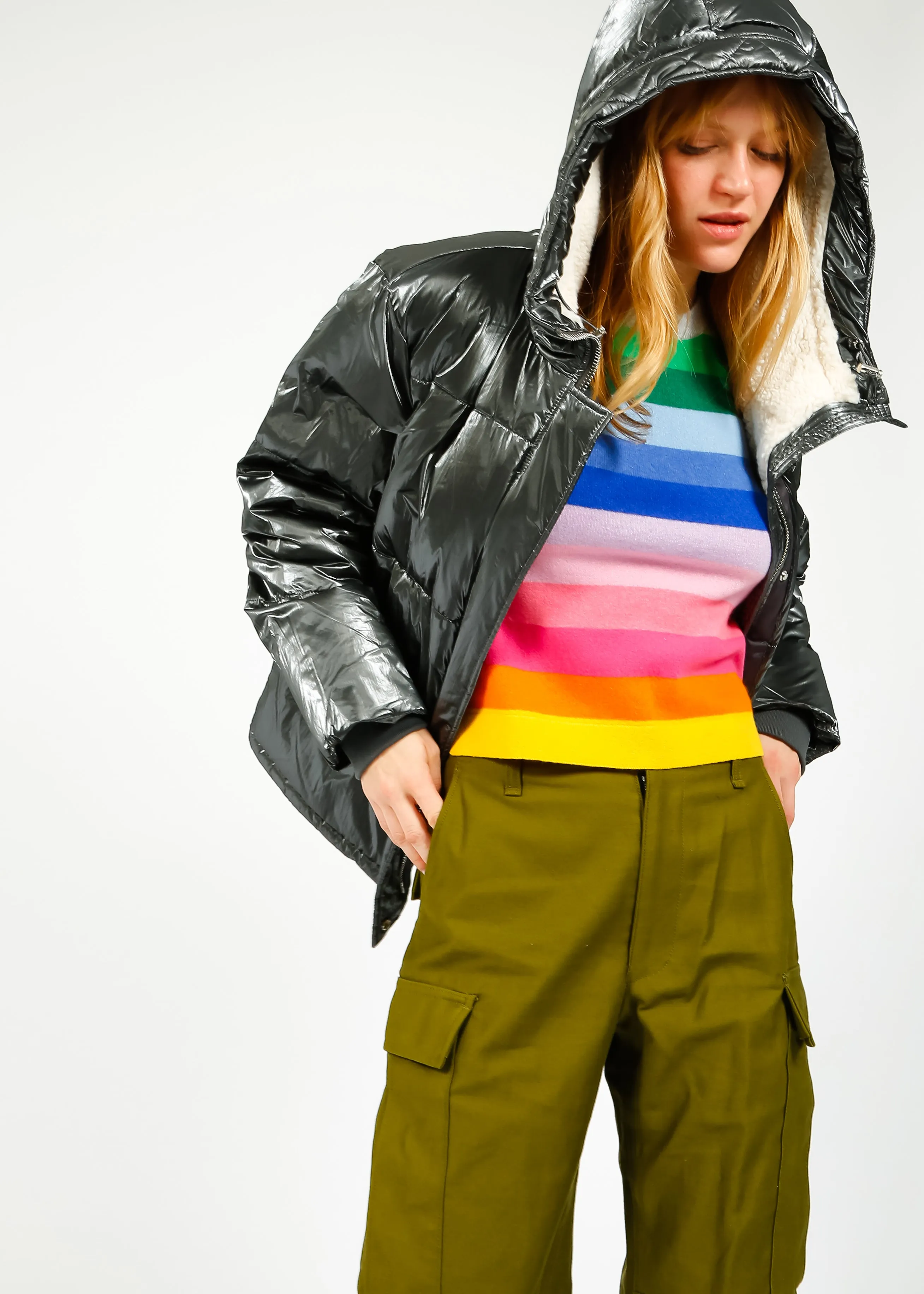 R&P Jacee Padded Hooded Jacket in Night