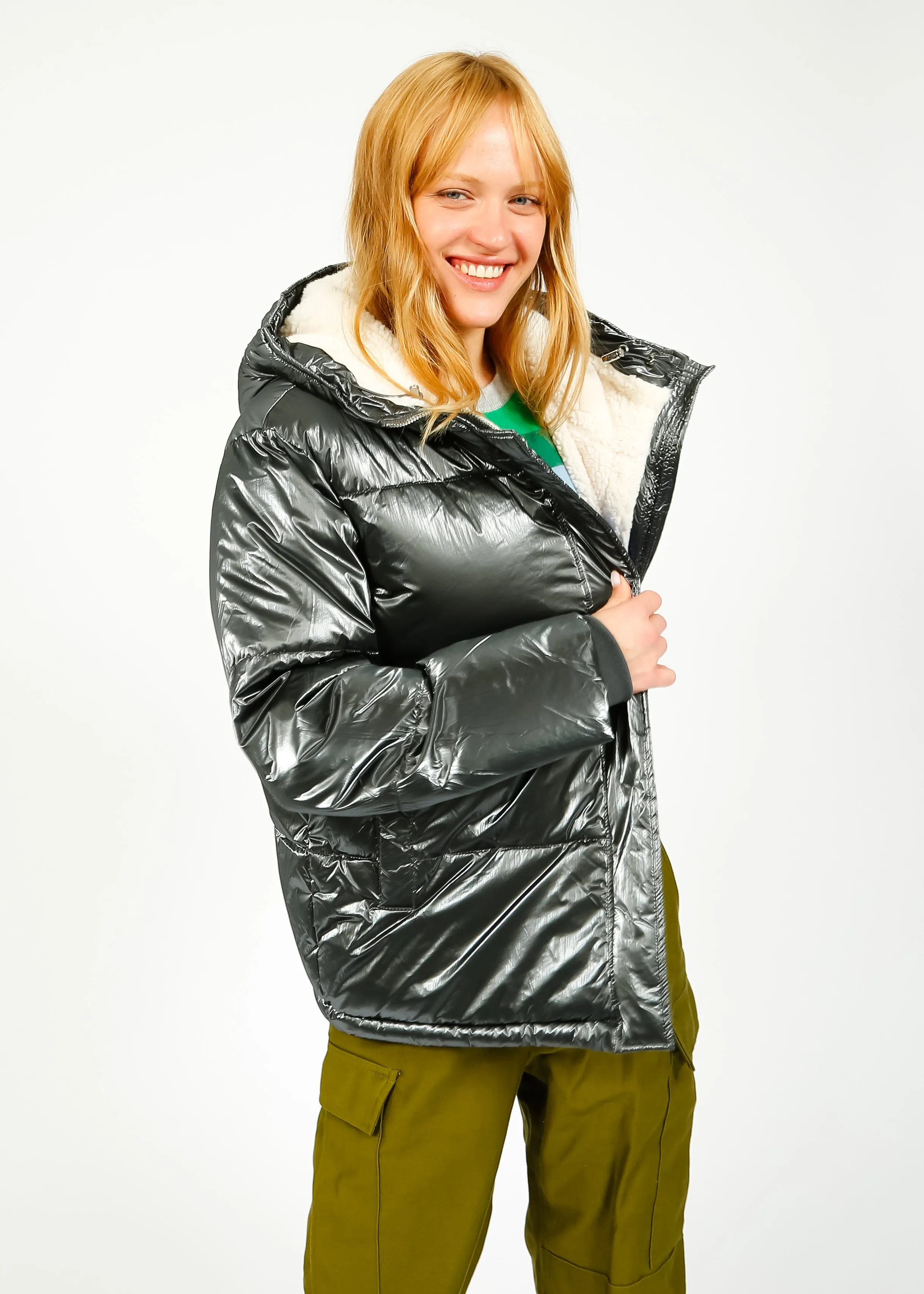 R&P Jacee Padded Hooded Jacket in Night