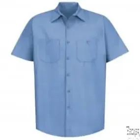 RED KAP - Short Sleeve Industrial Work Shirt, Light Blue