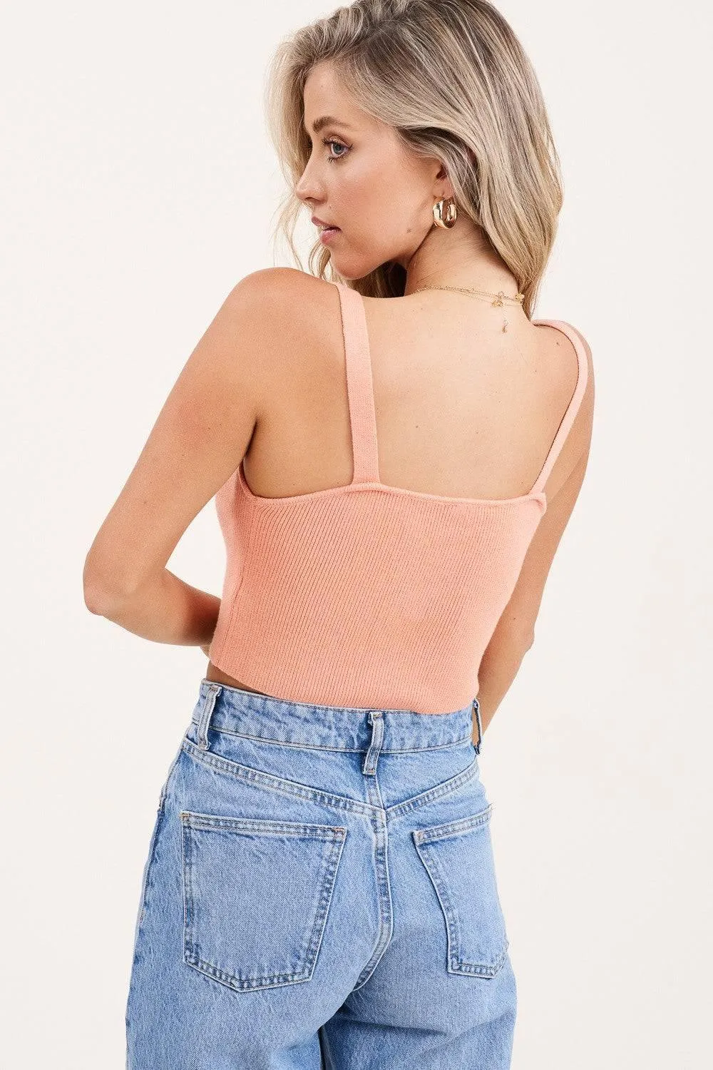 Ribbed Crop  Knit Tank Top