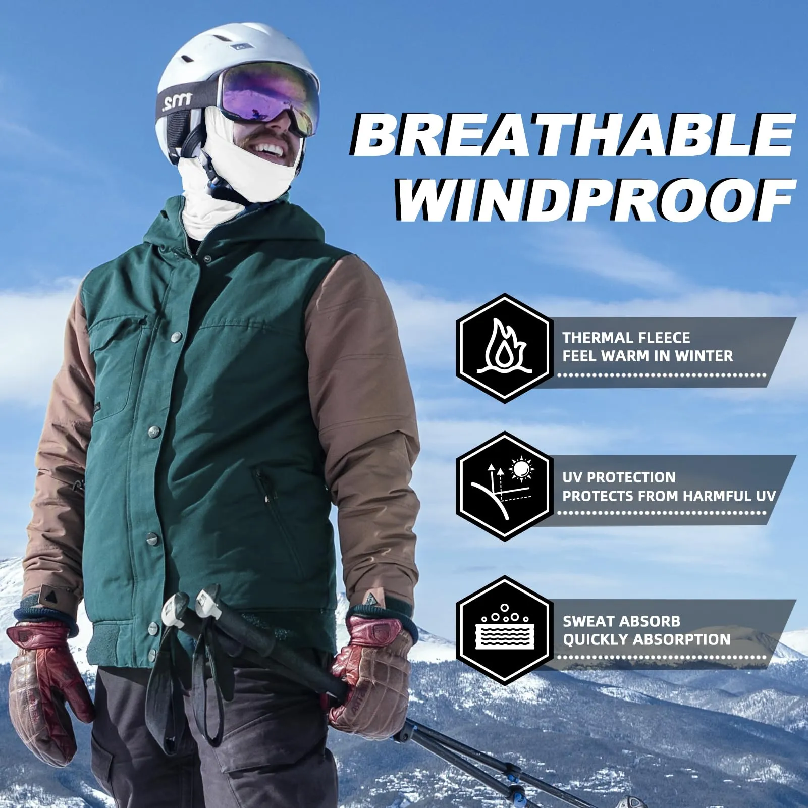ROCKBROS Cold Weather Windproof Thermal Winter Balaclava Ski Mask Neck Warmer Hood