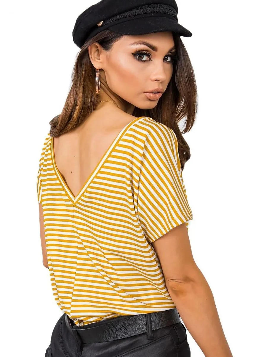 Rue Paris WMN Ylw Striped T-Shirt