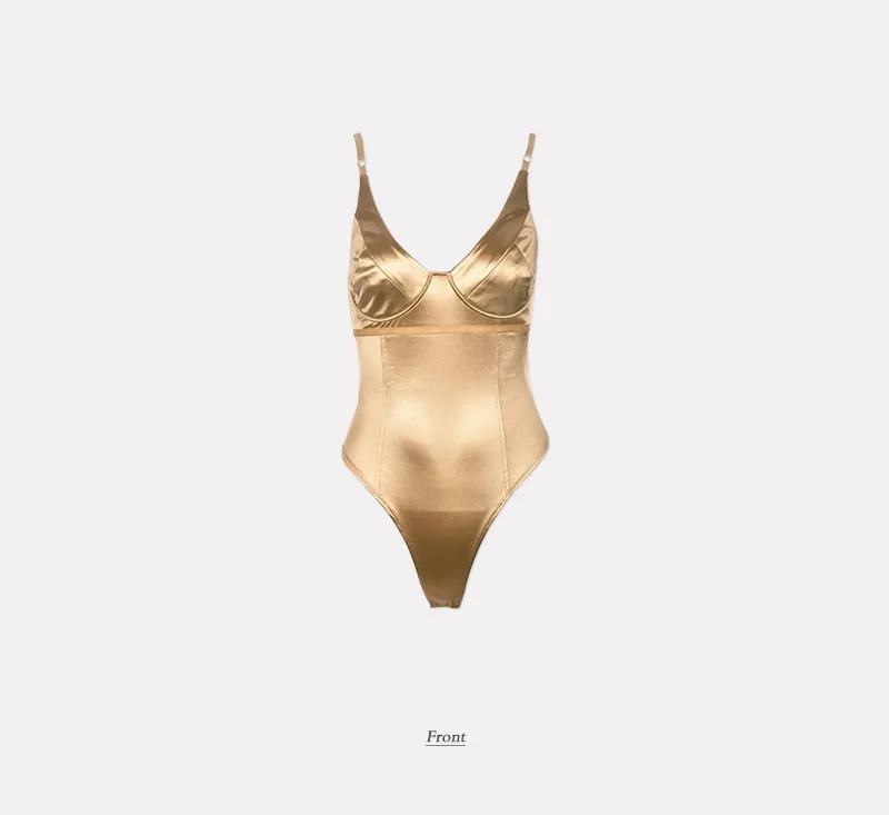 Satin Spaghetti Strap Bodysuit - 6 colors