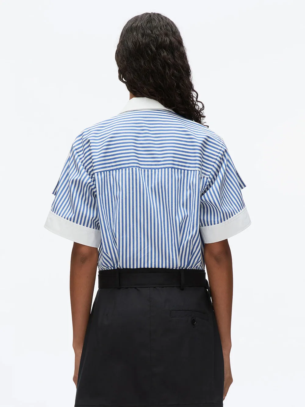 Shirt Combo Dress With Pleated Skirt (White-Cement)