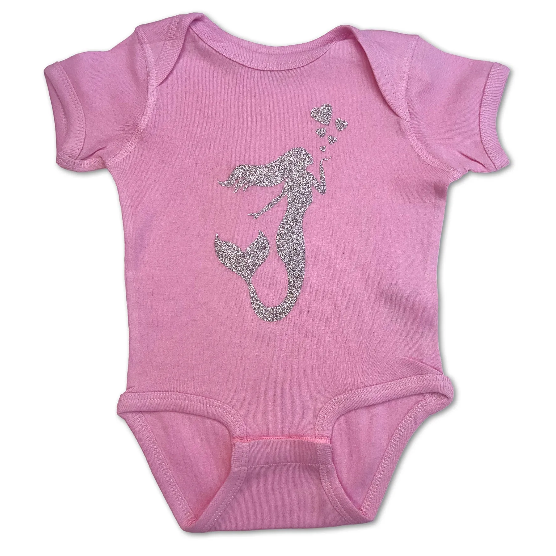 Sol Baby Silver Glitter Sparkle Mermaid Pink Infant Bodysuit