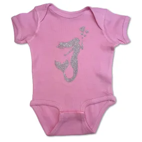 Sol Baby Silver Glitter Sparkle Mermaid Pink Infant Bodysuit