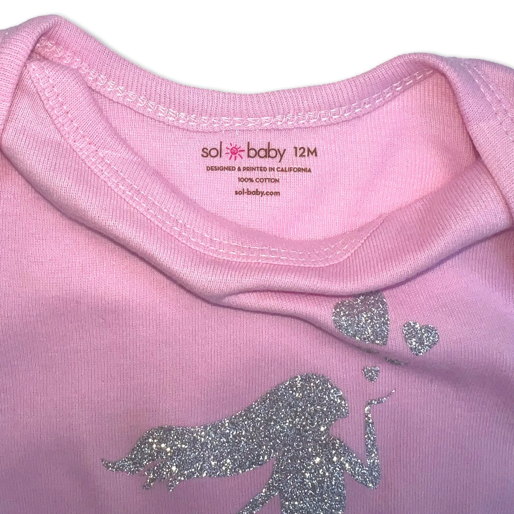 Sol Baby Silver Glitter Sparkle Mermaid Pink Infant Bodysuit