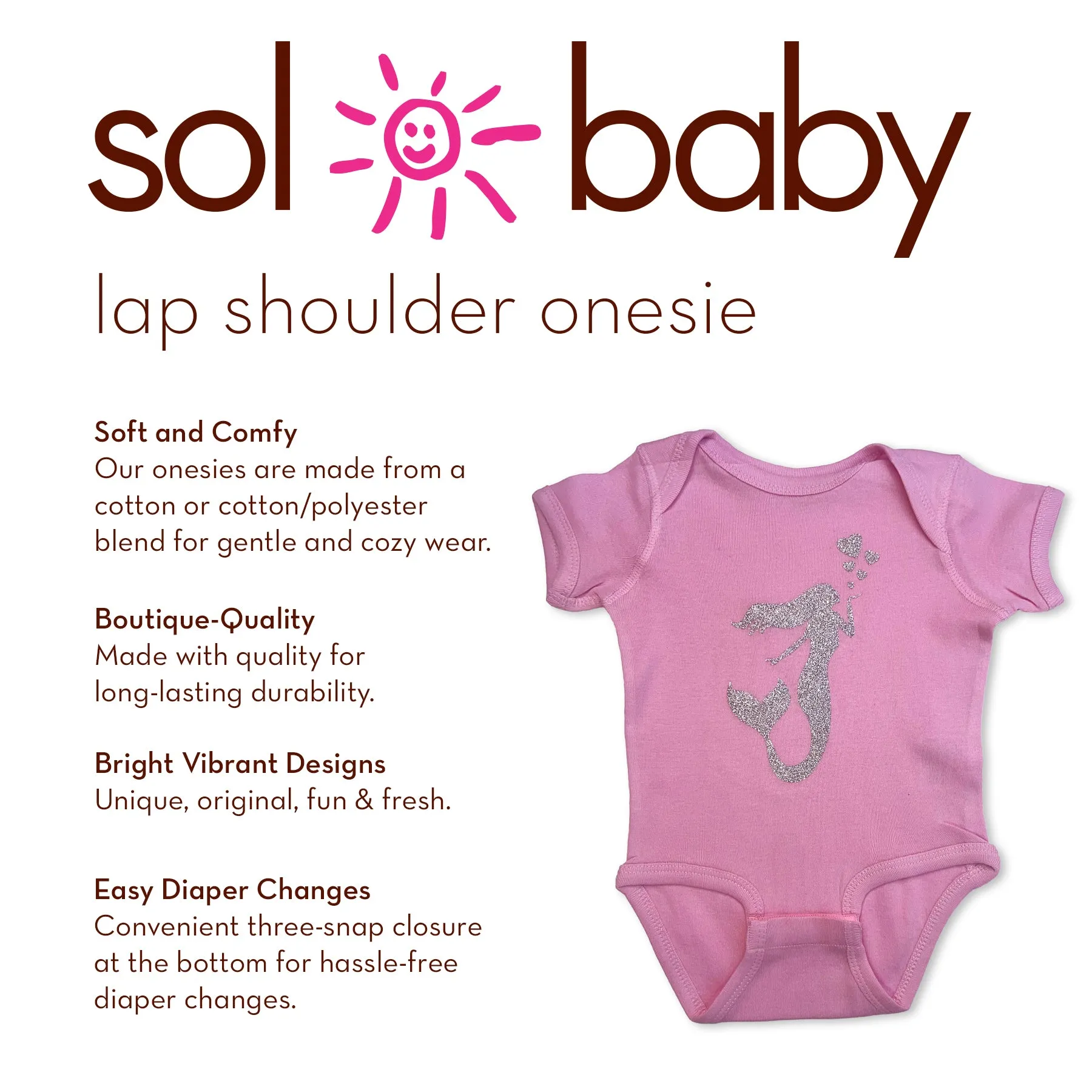 Sol Baby Silver Glitter Sparkle Mermaid Pink Infant Bodysuit