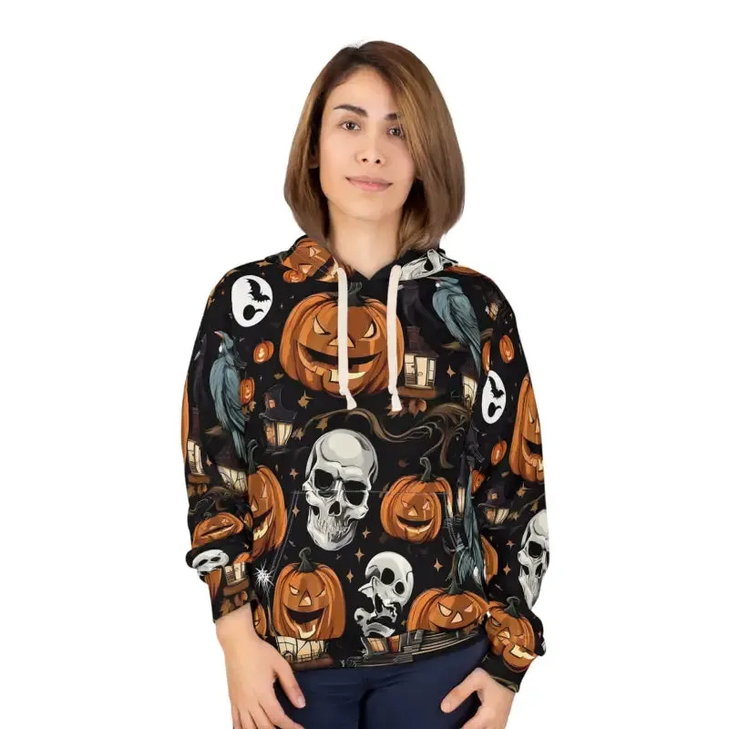 Spooky Skulls Aop Unisex Pullover Hoodie for Fall