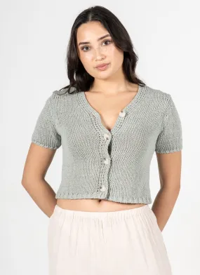 S/S Knit Button Crop Cardigan