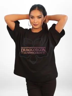 STRANGER THINGS: DEMOGORGON HUNTING CREW Graphic Printed Womens Drop Shoulder T-shirt Legacy Boutiques Dhaka