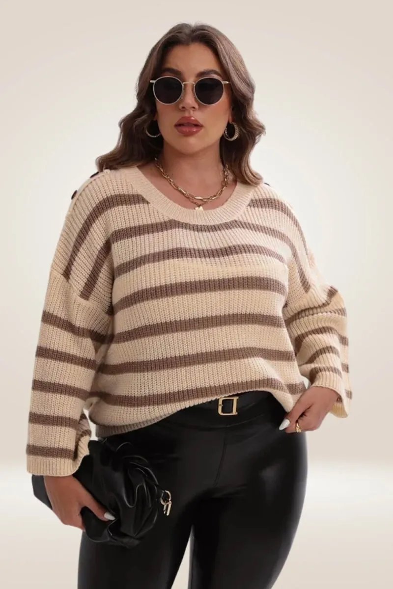 Striped Nude Plus Size Sweater