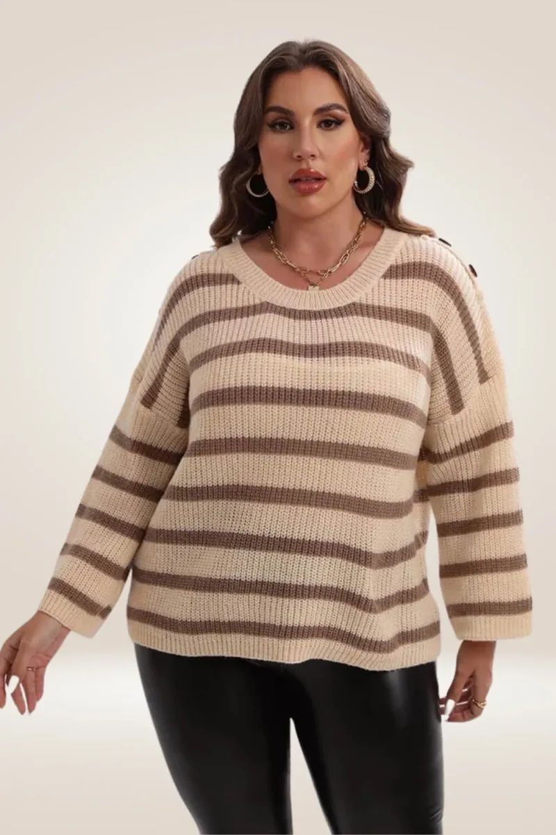Striped Nude Plus Size Sweater