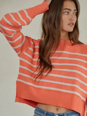 Striped Pullover in Salmon