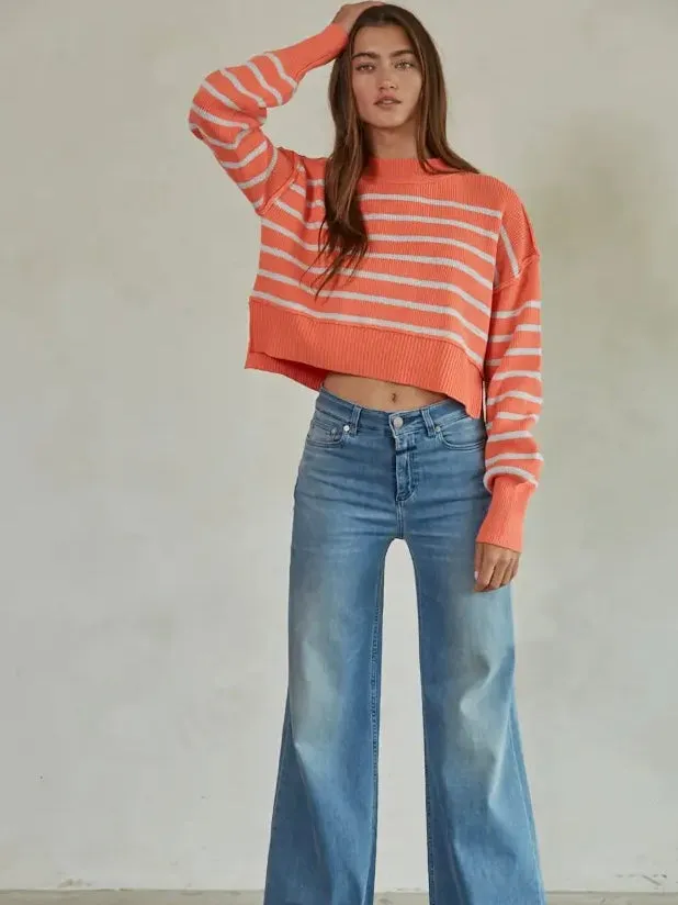 Striped Pullover in Salmon