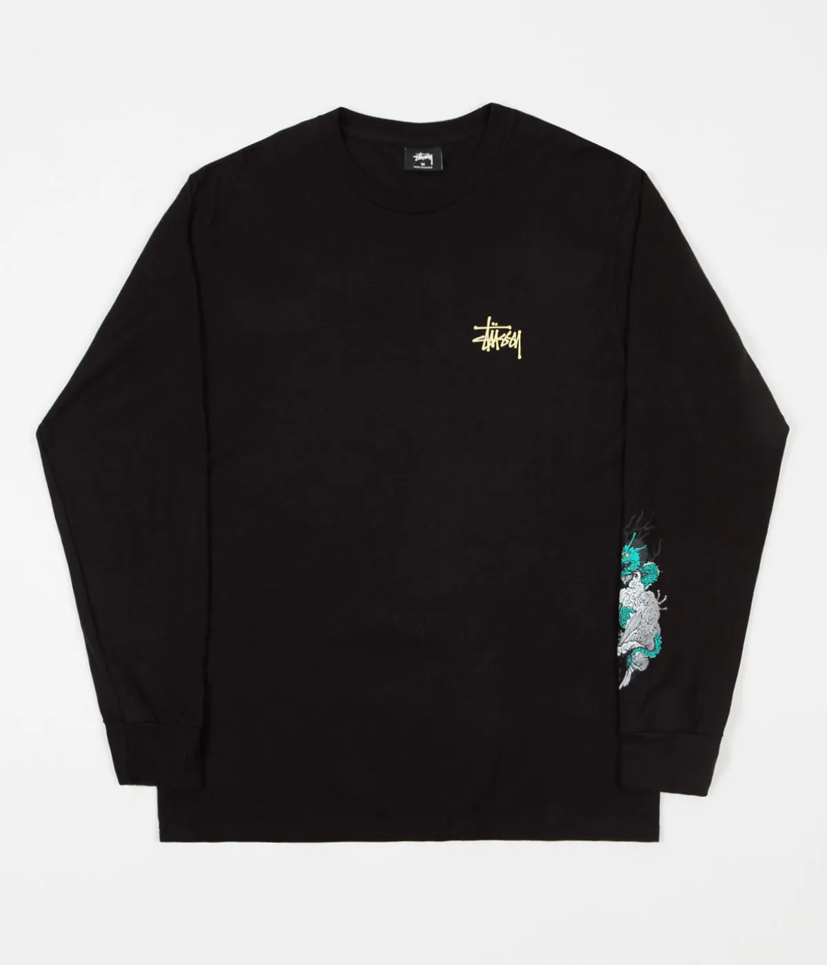 Stussy Wave Dragon Long Sleeve T-Shirt - Black