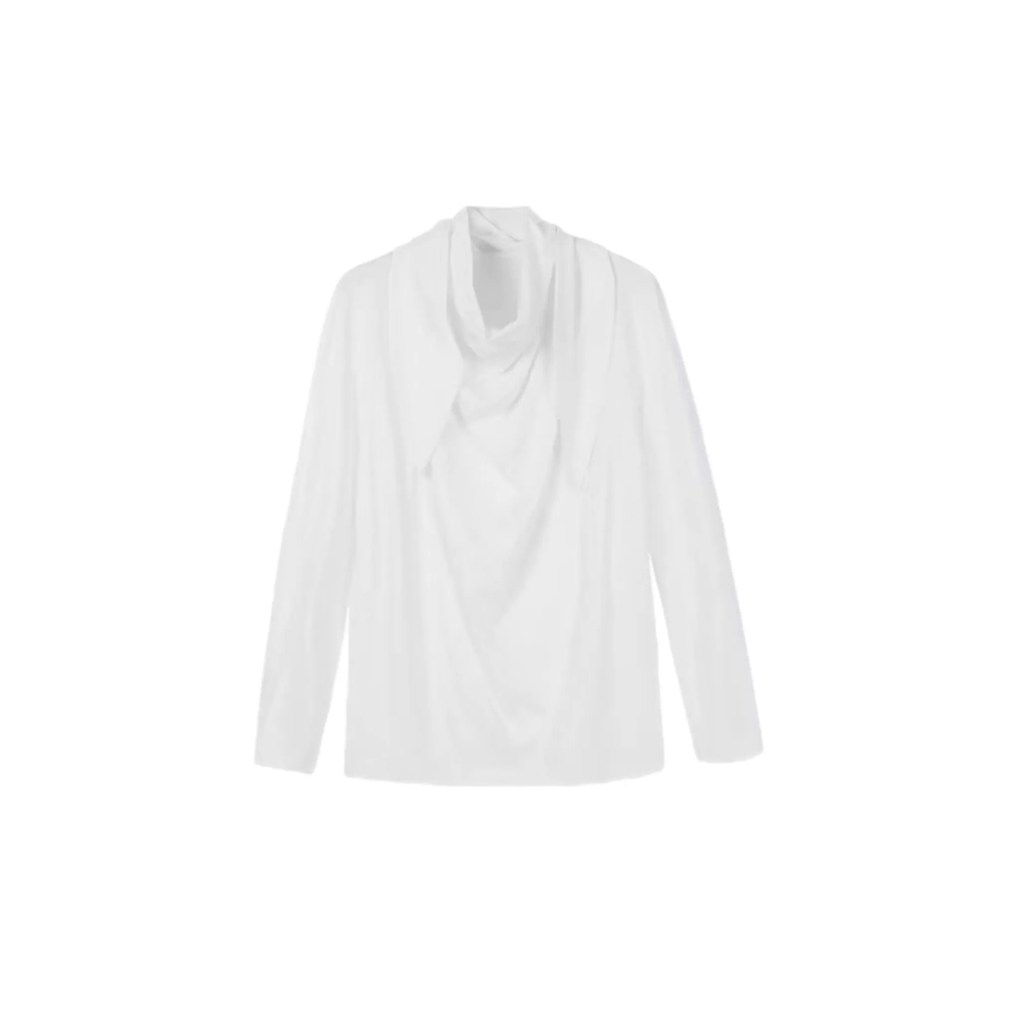 T-scarf Collar Lace-up Shirt in White