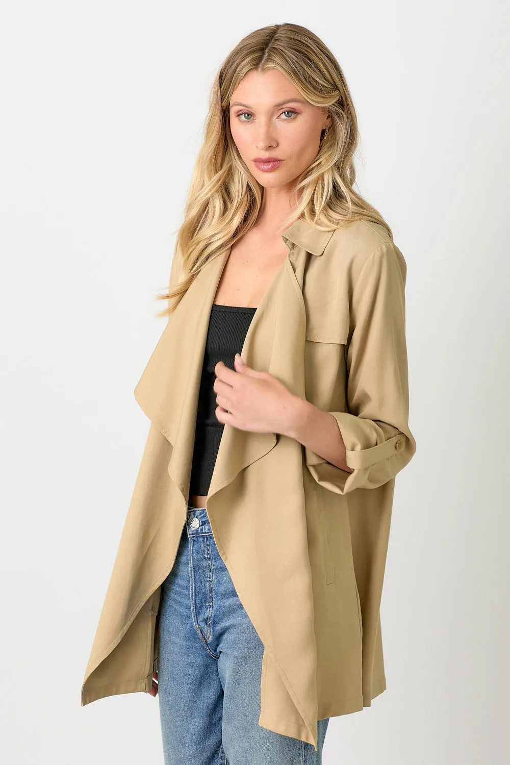 Tencel Open Trench Coat