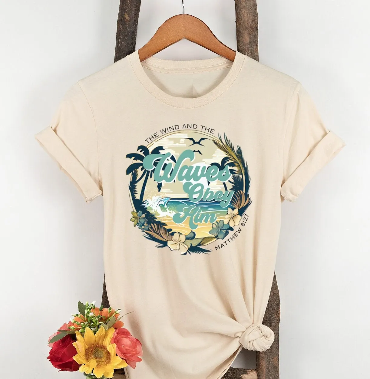 The Wind And Waves Obey Him Christian T-shirt