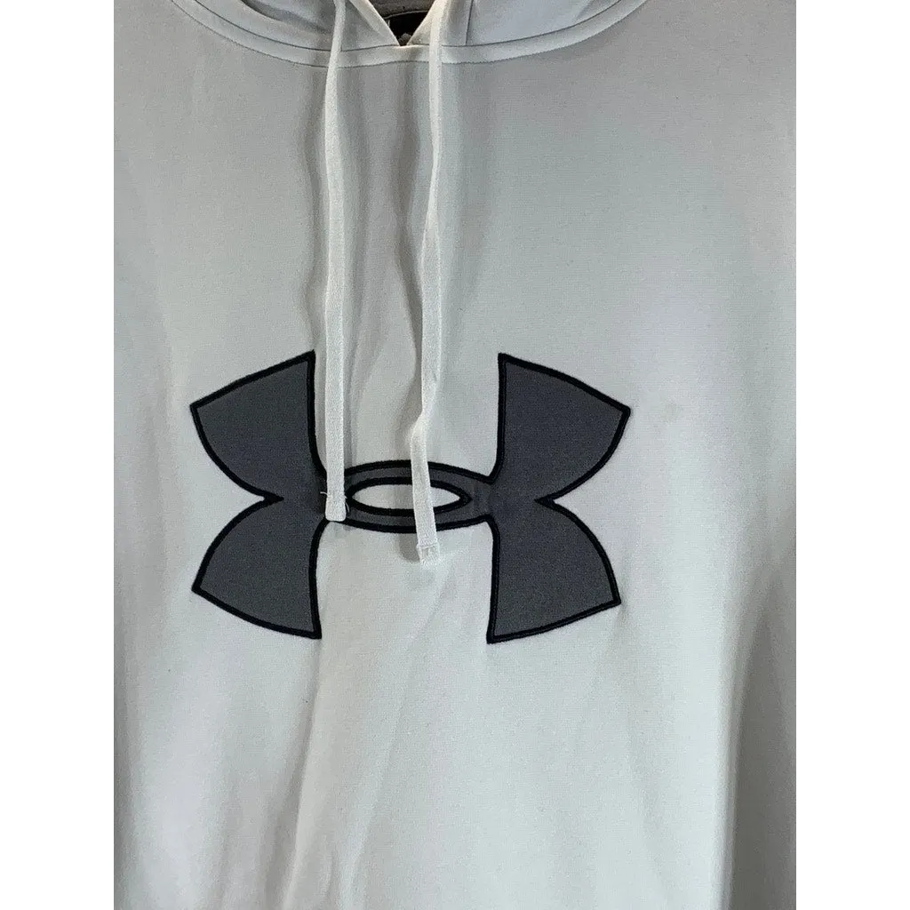 UNDER ARMOUR Men's White/Black Large Graphic Regular-Fit Pullover Hoodie SZ XL