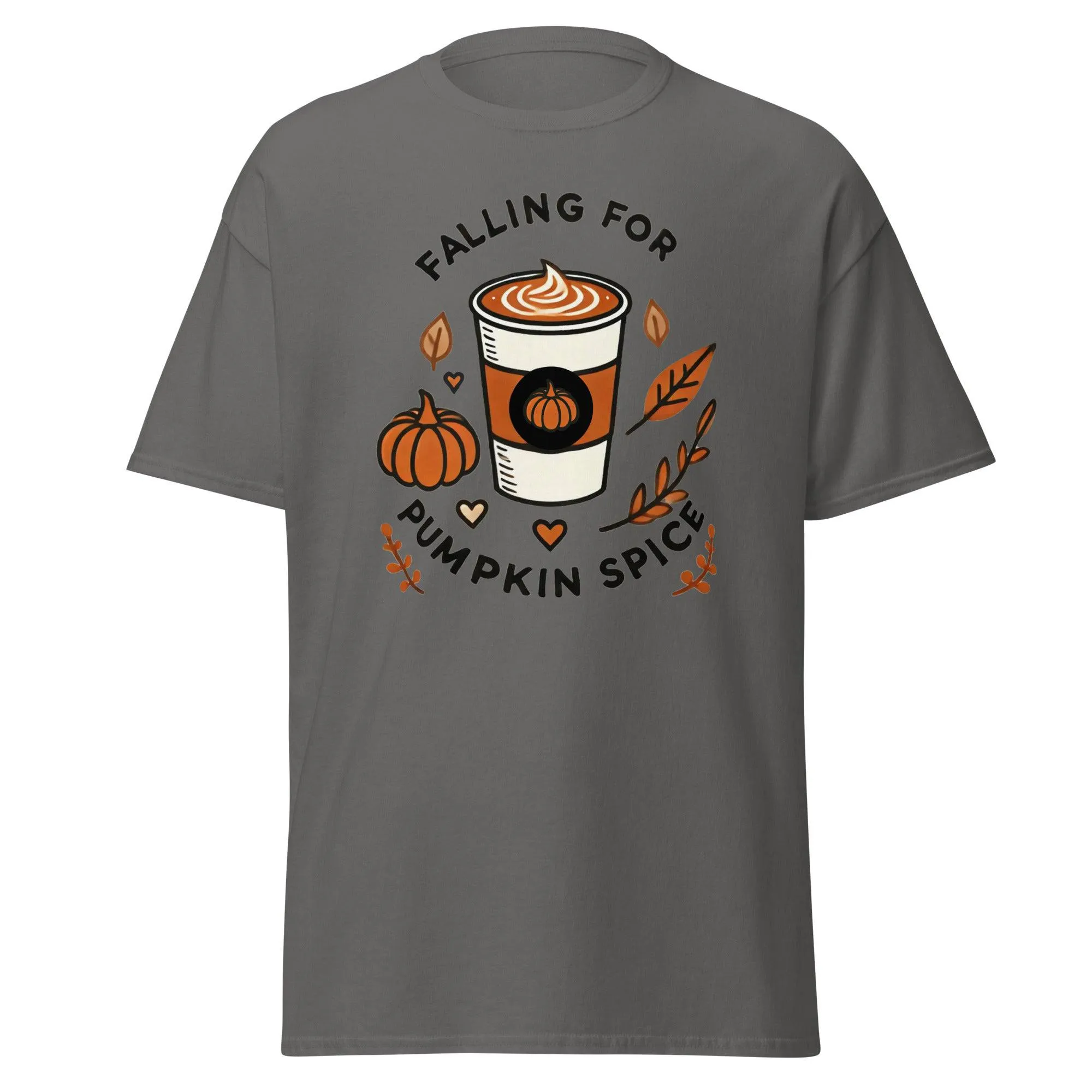 Unisex Fall Printed T-Shirt – "Falling For Pumpkin Spice" – Cozy Fall Graphic Tee for Pumpkin Spice Lovers"