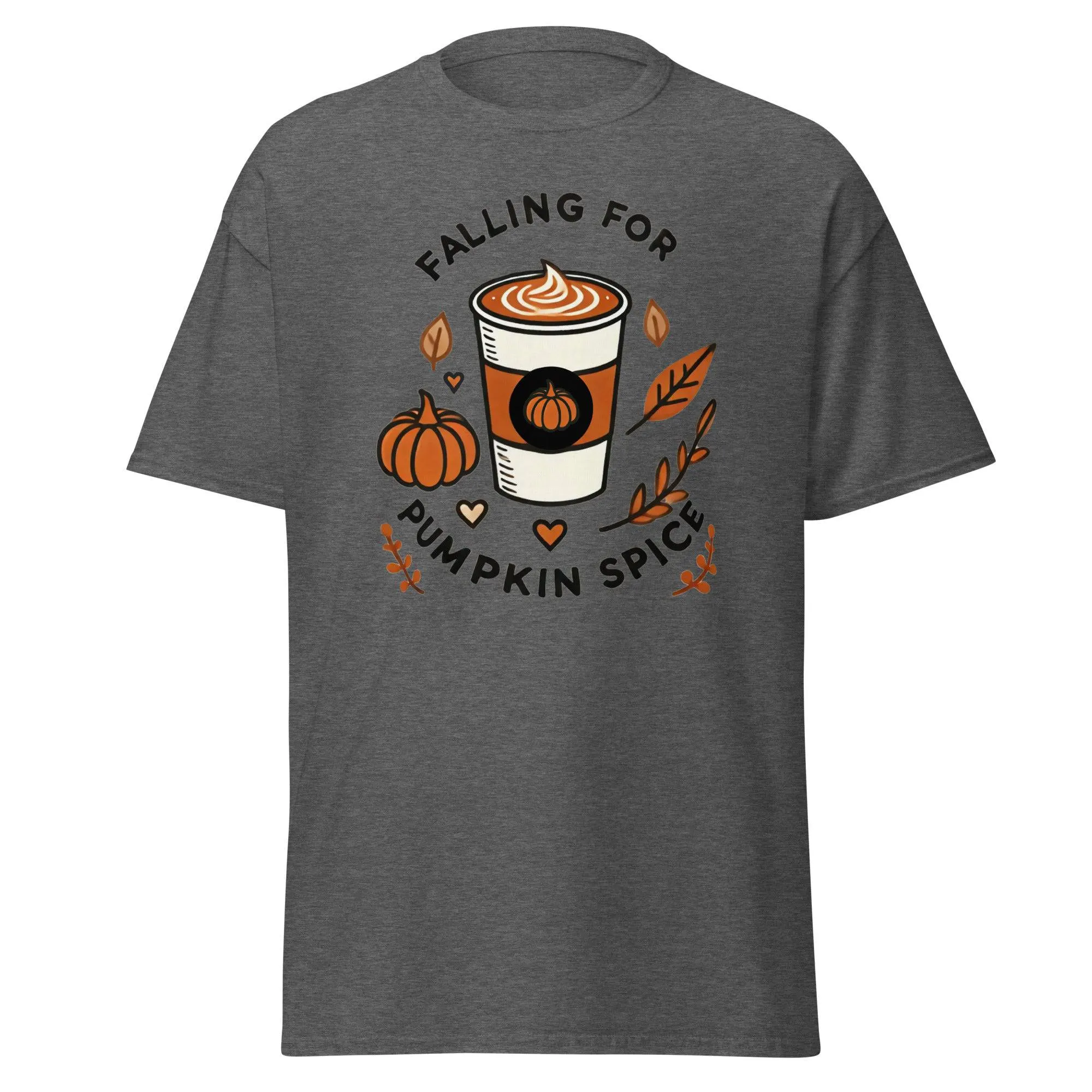 Unisex Fall Printed T-Shirt – "Falling For Pumpkin Spice" – Cozy Fall Graphic Tee for Pumpkin Spice Lovers"