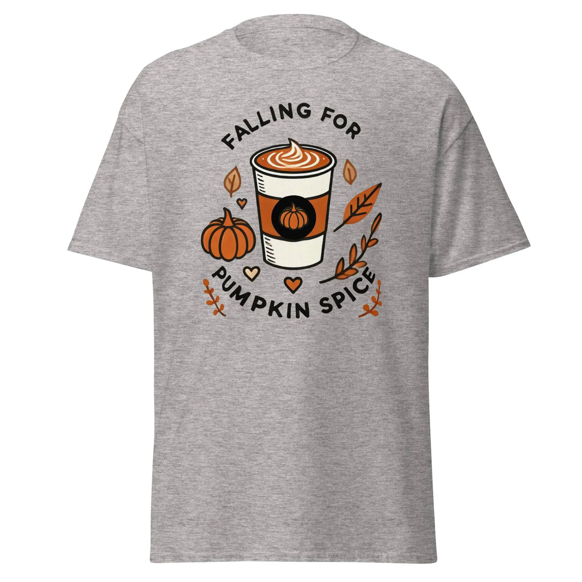 Unisex Fall Printed T-Shirt – "Falling For Pumpkin Spice" – Cozy Fall Graphic Tee for Pumpkin Spice Lovers"