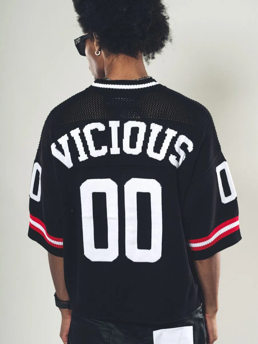 VICIOUS CROP JERSEY SWEATER VC607-BLACK/WHITE