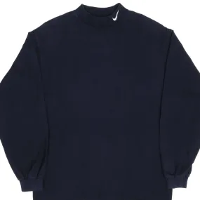VINTAGE NIKE LONG SLEEVE TURTLE  NECK BLUE TEE SHIRT 1990S MEDIUM MADE IN USA