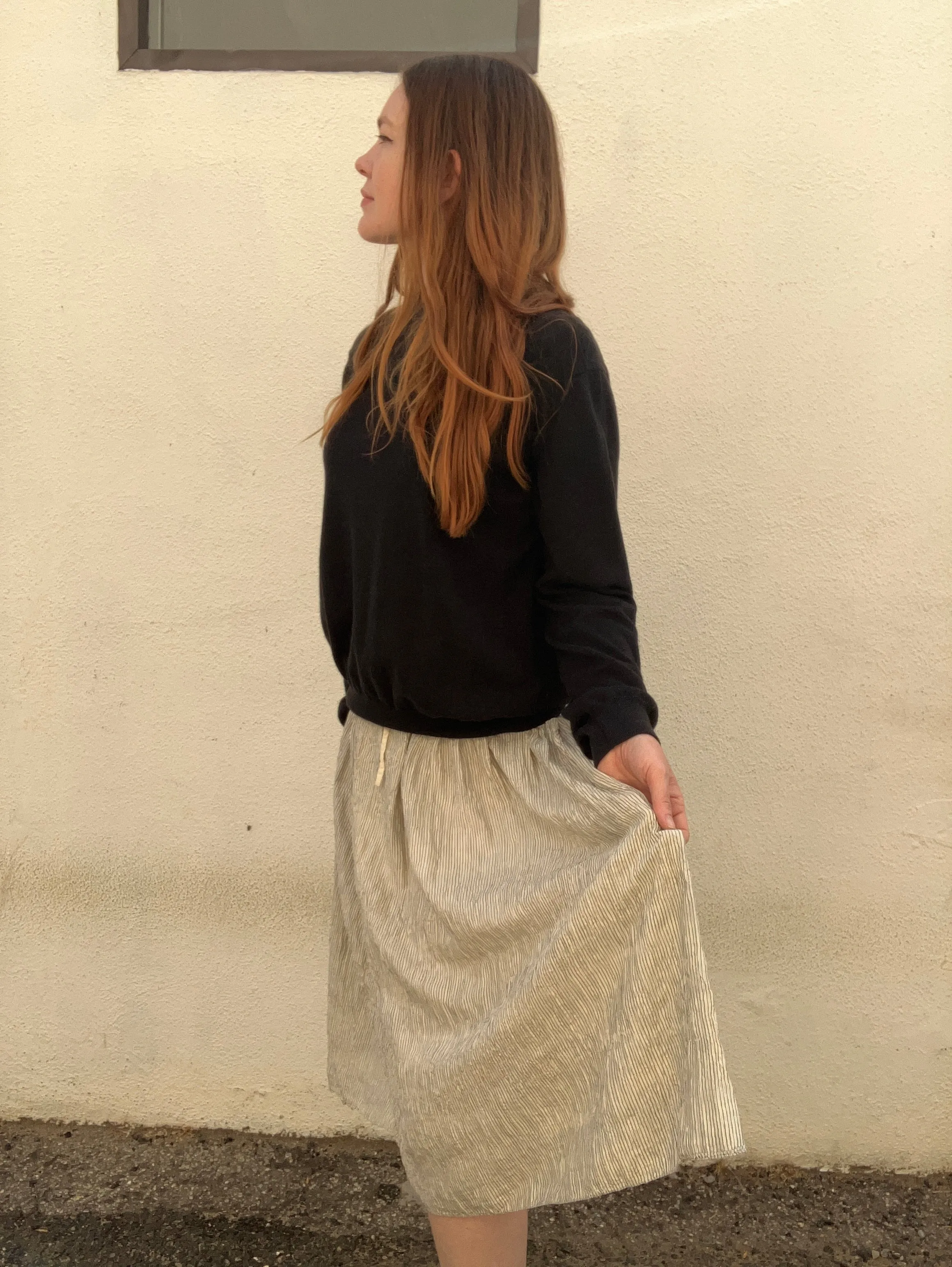 Vintage Shinawatra Black & White Silk Skirt