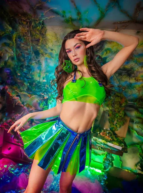 Vinyl Pleated Skirt