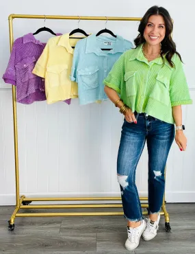 Washed Waffle Knit Short Sleeve Shacket (Reg.) - 4 Colors